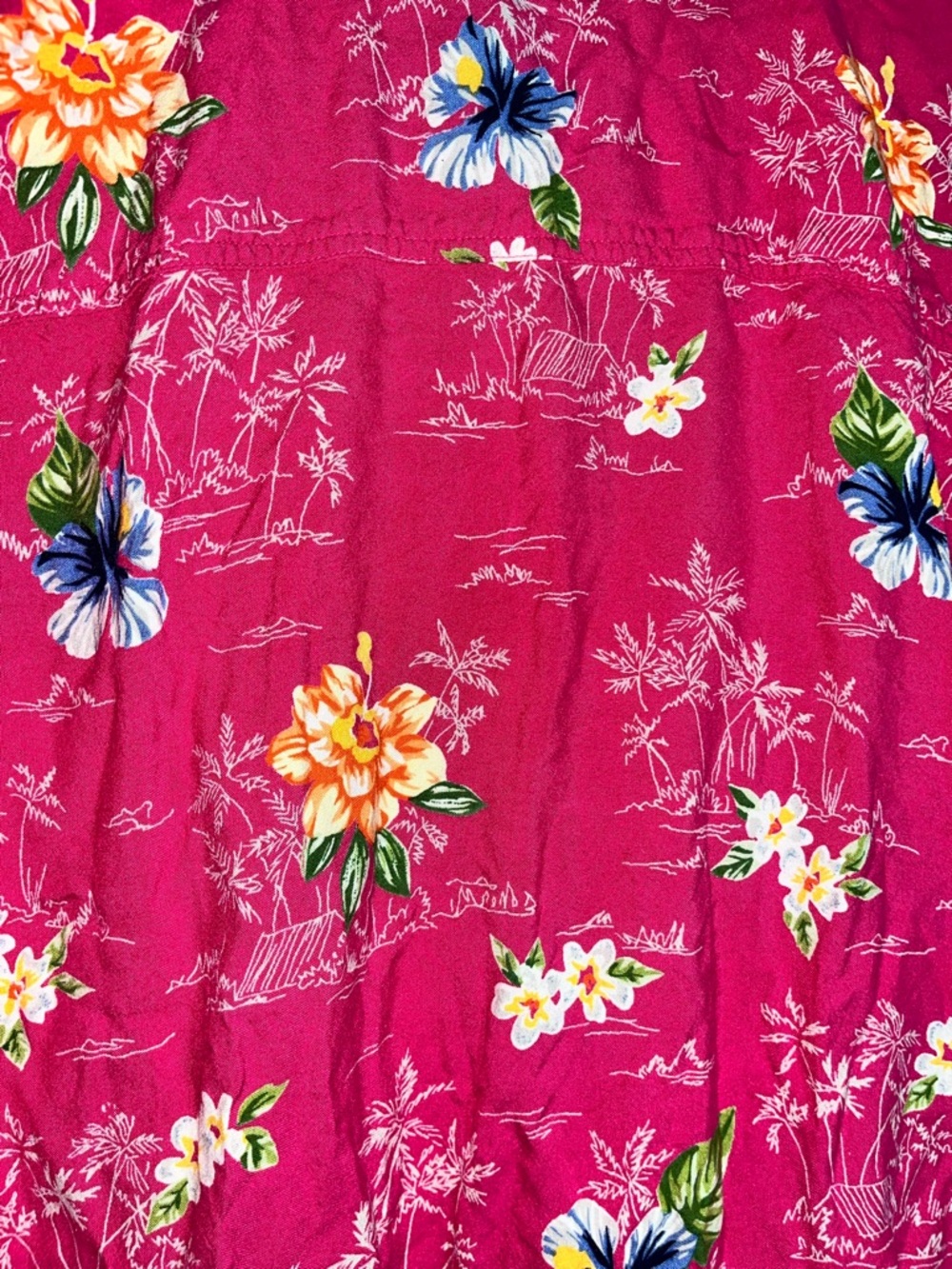 Vintage Bright Pink Hawaiian Floral Button-Up Shirt - Picture 5 of 6